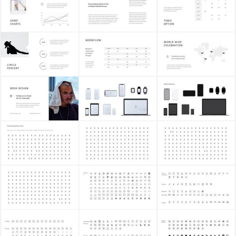 摄影作品图文展示个人简历PPT模板BOSH - Powerpoint Template