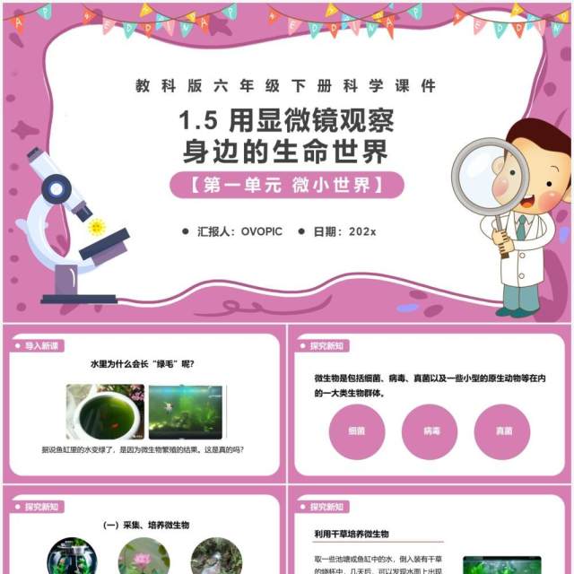 教科版六年级科学下册用显微镜观察身边的生命世界课件PPT模板 教科版六年级科学下册用显微镜观察身边的生命世界课件PPT模板