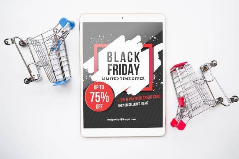Black friday mockup with tablet