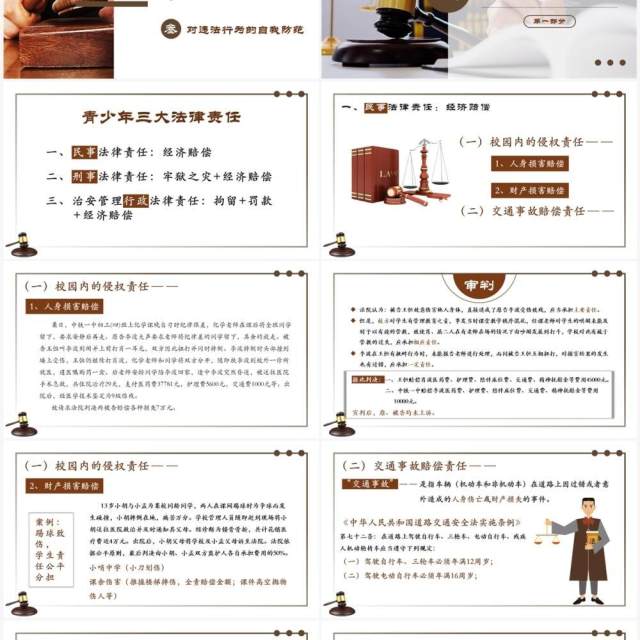 棕色简约风青少年普法宣传教育PPT模板 棕色简约风青少年普法宣传教育PPT模板