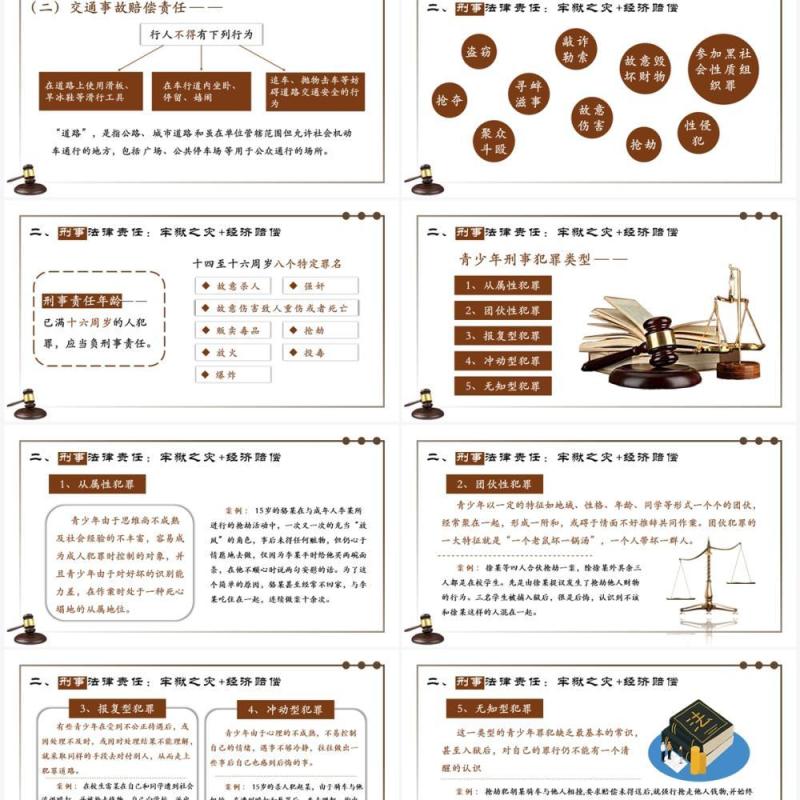 棕色简约风青少年普法宣传教育PPT模板