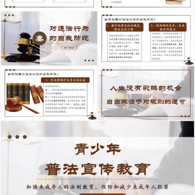 棕色简约风青少年普法宣传教育PPT模板 棕色简约风青少年普法宣传教育PPT模板