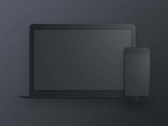 暗色 Macbook 和 iPhone 模型 暗色 Macbook 和 iPhone 模型