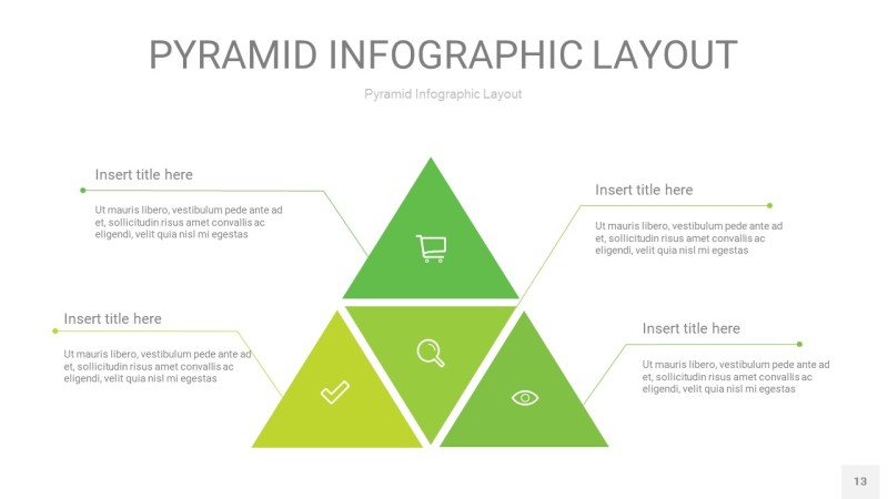 草绿色3D金字塔PPT信息图表13