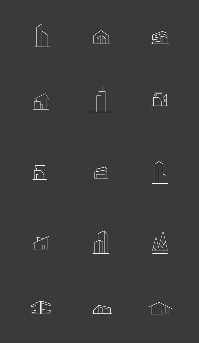 15 枚建筑类线性图标