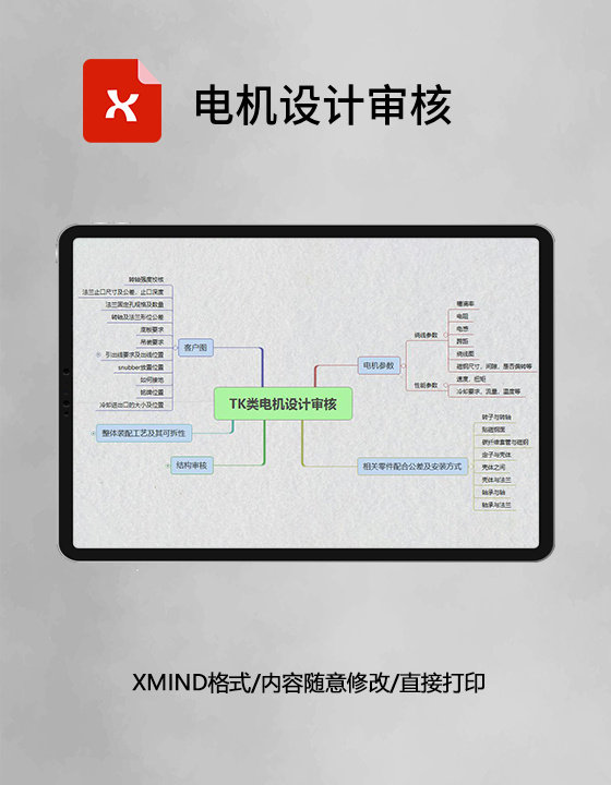 思维导图电机设计审核XMind模板