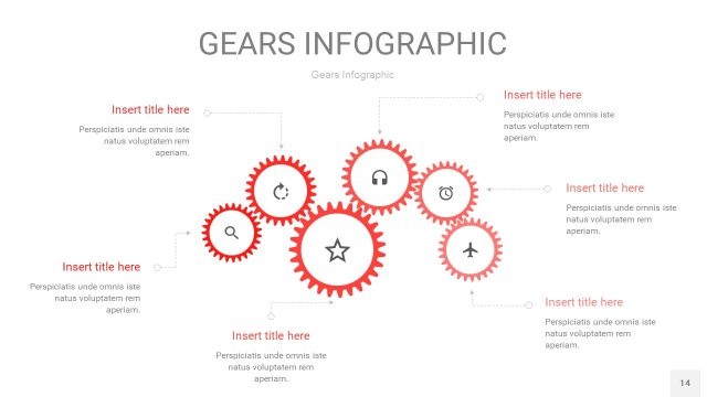 红色齿轮PPT信息图14