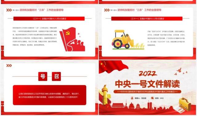 红色简约风2022中央一号文件解读PPT模板 红色简约风2022中央一号文件解读PPT模板