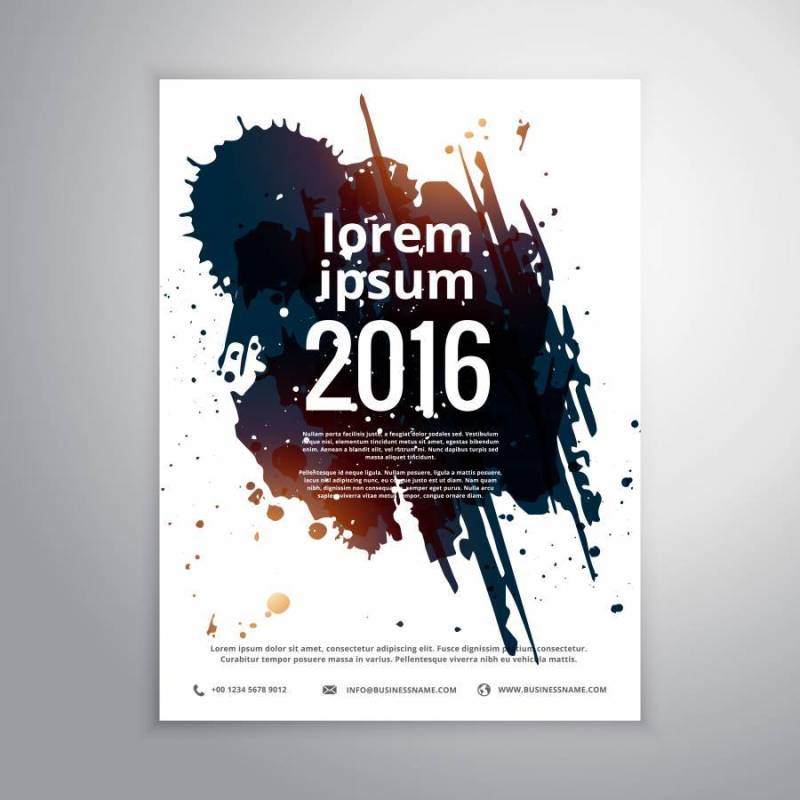 业务宣传册模板与抽象grunge墨水飞溅