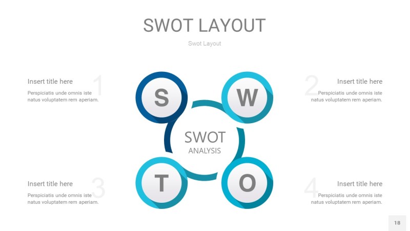 宝石蓝SWOT图表PPT18