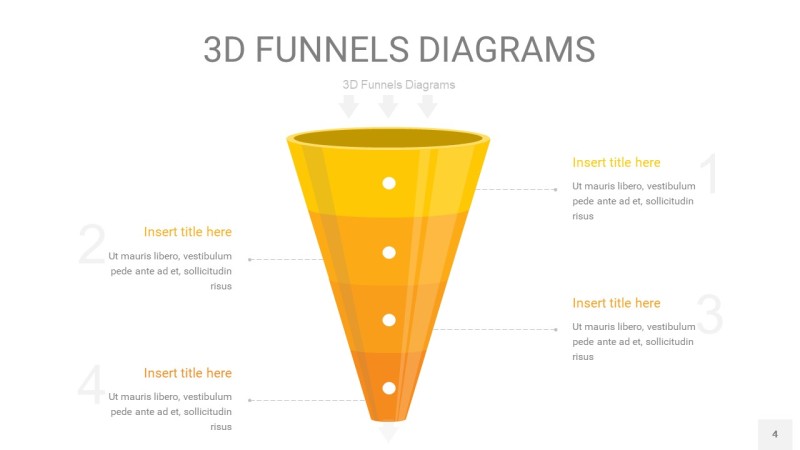 黄色3D漏斗PPT信息图表4
