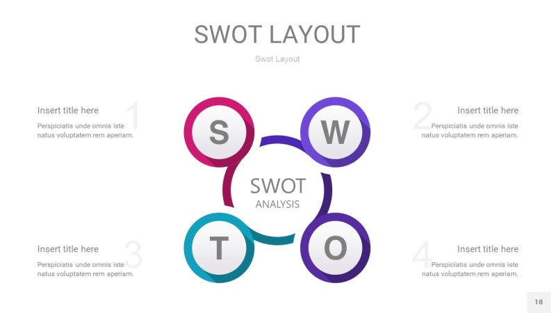 玫瑰紫SWOT图表PPT18