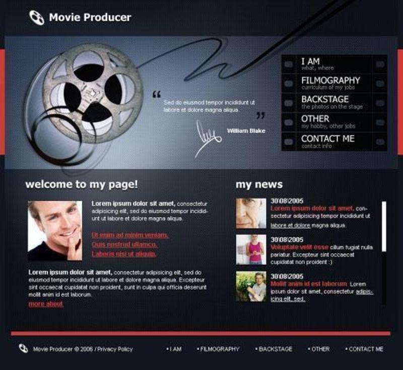 影视音乐类网站模板psd