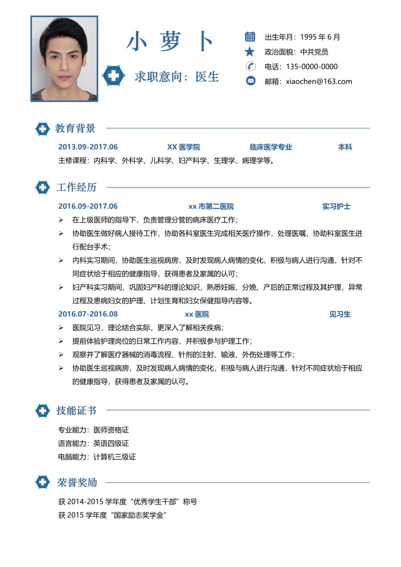 医学医生护理护士个人简历模板39
