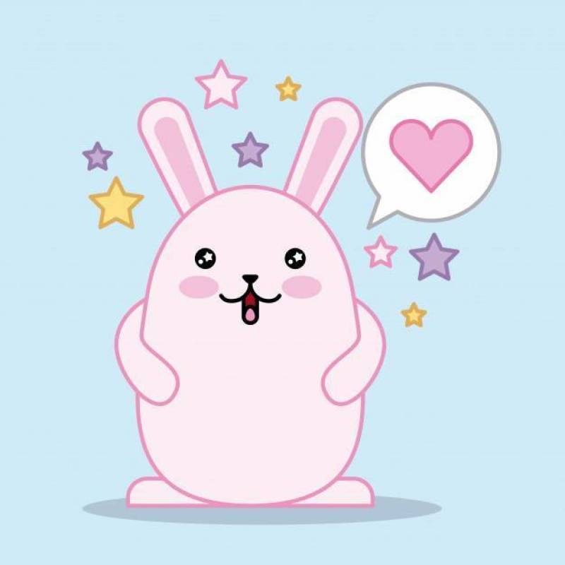 复活节天kawaii泡影心脏愉快的兔子许多担任主角蓝色背景