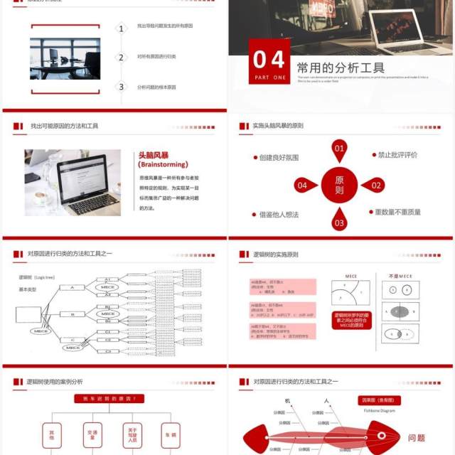 红色商务风问题分析与解决PPT模板
