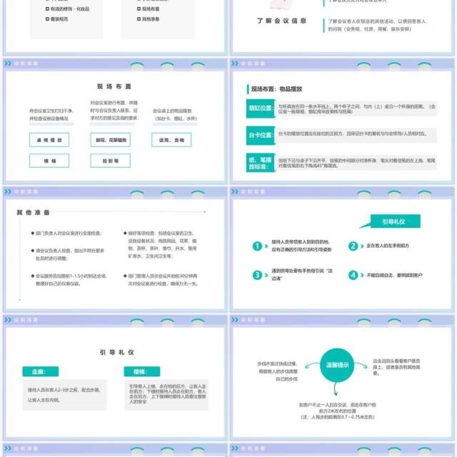 绿色扁平会议接待的礼貌礼节PPT模板