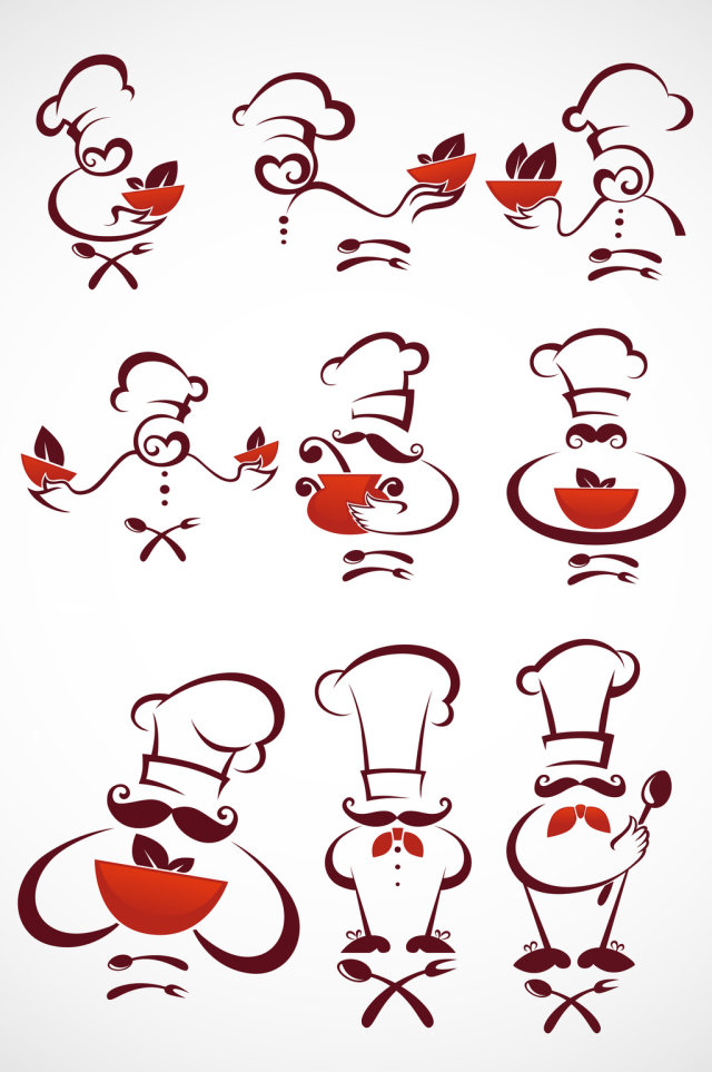 厨师卡通抽象矢量图标图形