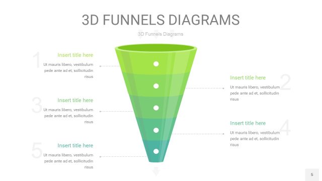 草绿色3D漏斗PPT信息图表5
