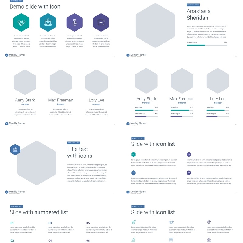 冷色系月度计划规划工作汇报PPT动态模板可插图Monthly Planner animation