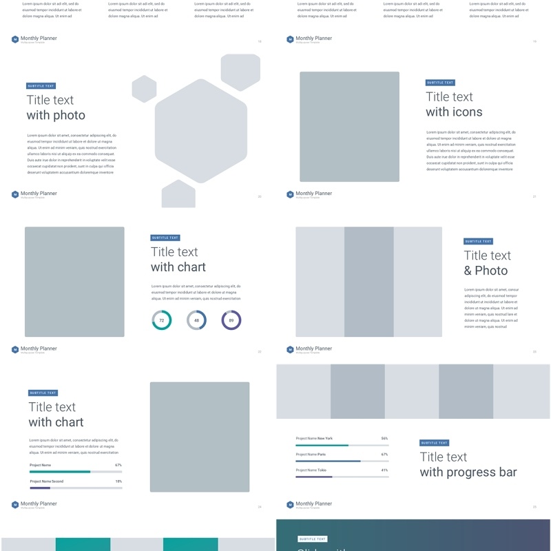 冷色系月度计划规划工作汇报PPT动态模板可插图Monthly Planner animation