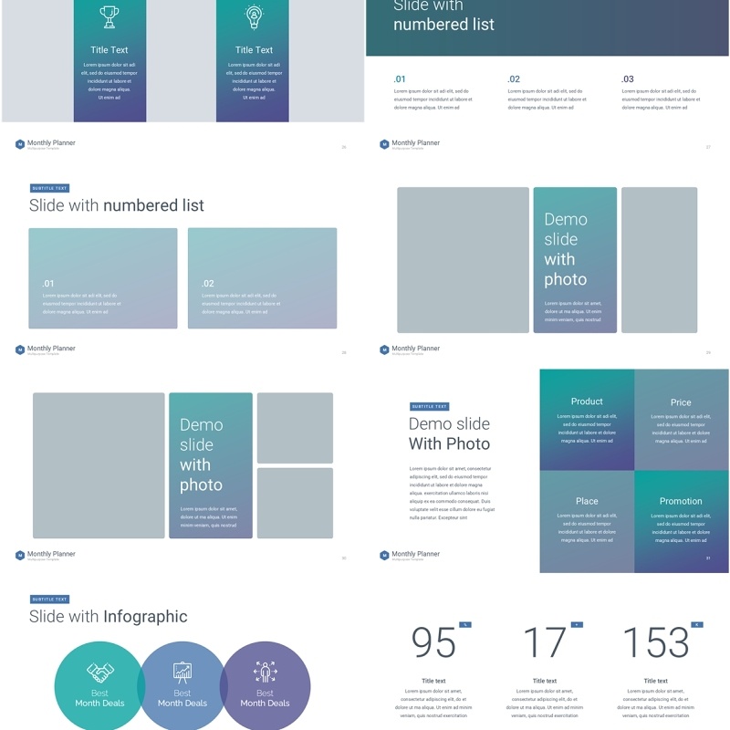 冷色系月度计划规划工作汇报PPT动态模板可插图Monthly Planner animation