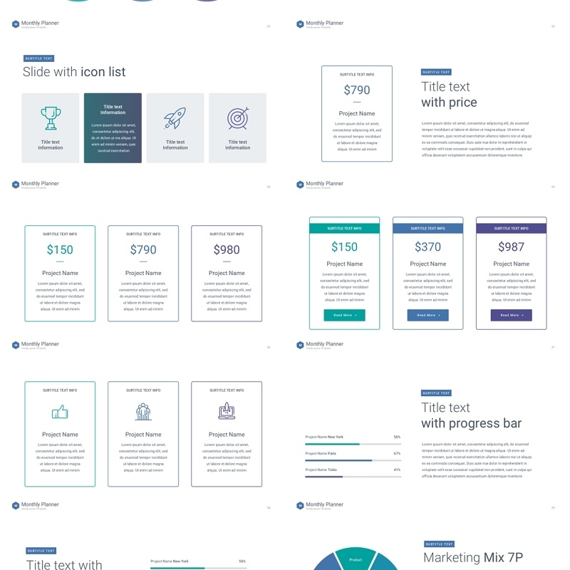 冷色系月度计划规划工作汇报PPT动态模板可插图Monthly Planner animation