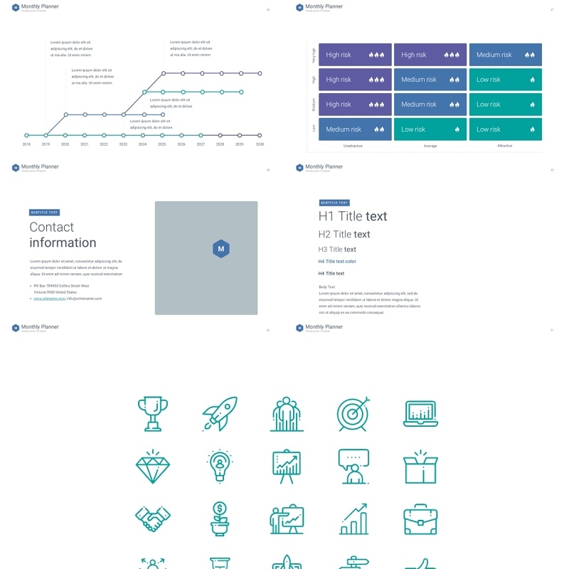 冷色系月度计划规划工作汇报PPT动态模板可插图Monthly Planner animation
