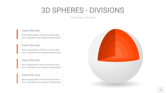 橘红色3D球体切割PPT信息图2