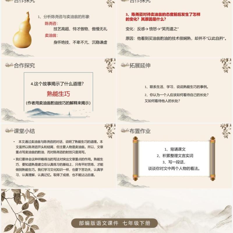 部编版七年级语文下册买油翁课件PPT模板