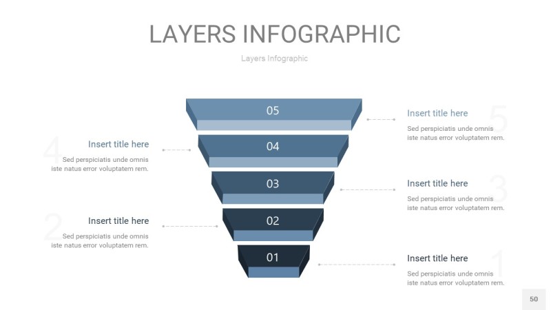 深天蓝色3D分层PPT信息图50