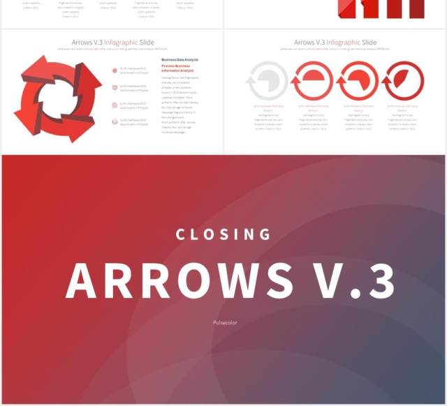 11套色系箭头流程图可视化信息图表PPT素材ARROWS V.3 - PowerPoint Infographics