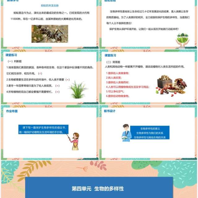 教科版六年级科学上册生物多样性的意义PPT模板 教科版六年级科学上册生物多样性的意义PPT模板