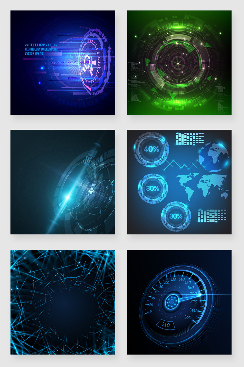 炫酷科技光效数据矢量素材