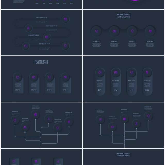 深色简洁炫酷商业商务动态PPT幻灯片模板Neumorphic