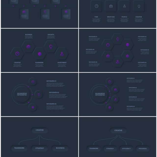 深色简洁炫酷商业商务动态PPT幻灯片模板Neumorphic