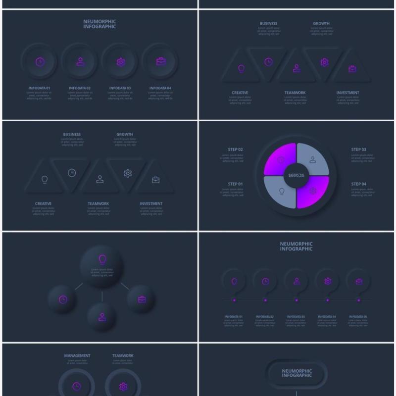 深色简洁炫酷商业商务动态PPT幻灯片模板Neumorphic