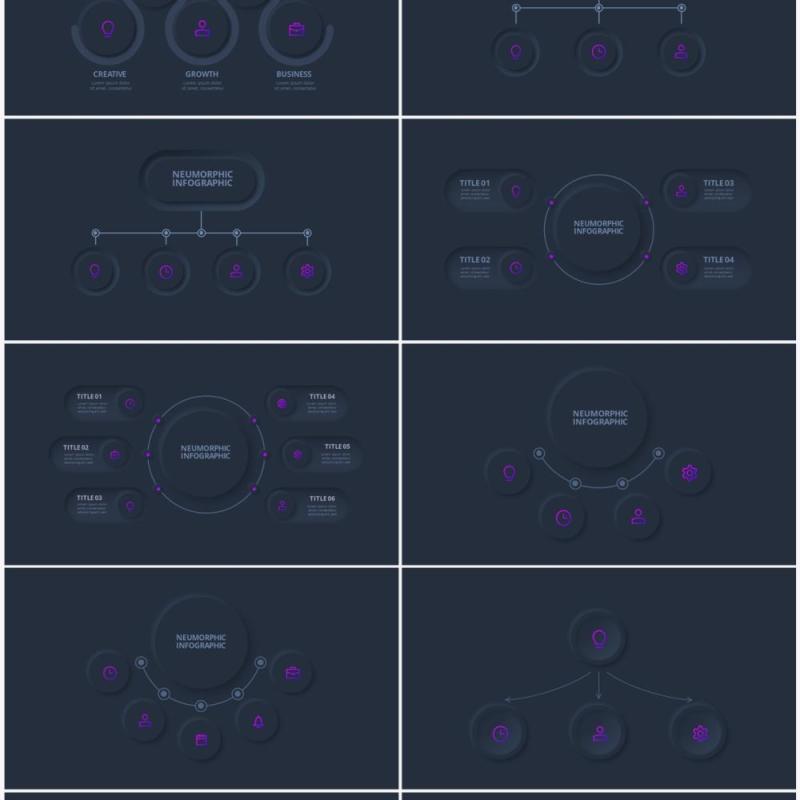 深色简洁炫酷商业商务动态PPT幻灯片模板Neumorphic
