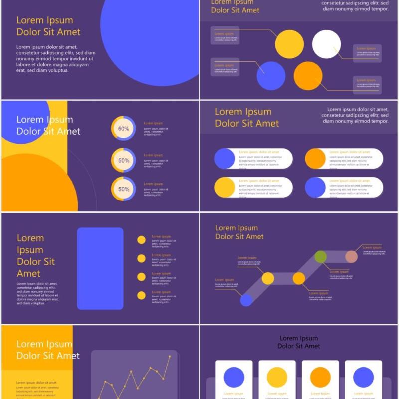 紫色创意创业计划工作报告图片排版设计PPT模板UPSTARTCO - Startup PowerPoint Template