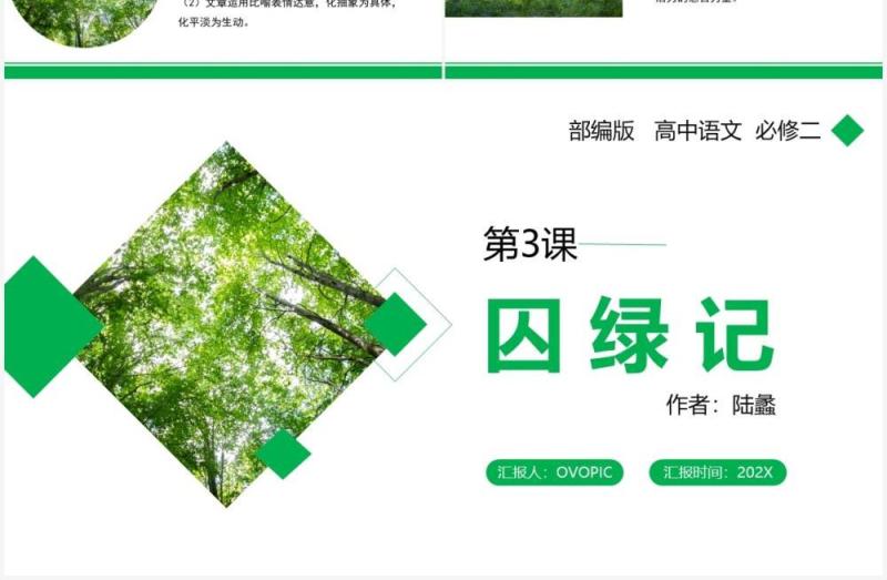 部编版高中语文必修二囚绿记课件PPT模板