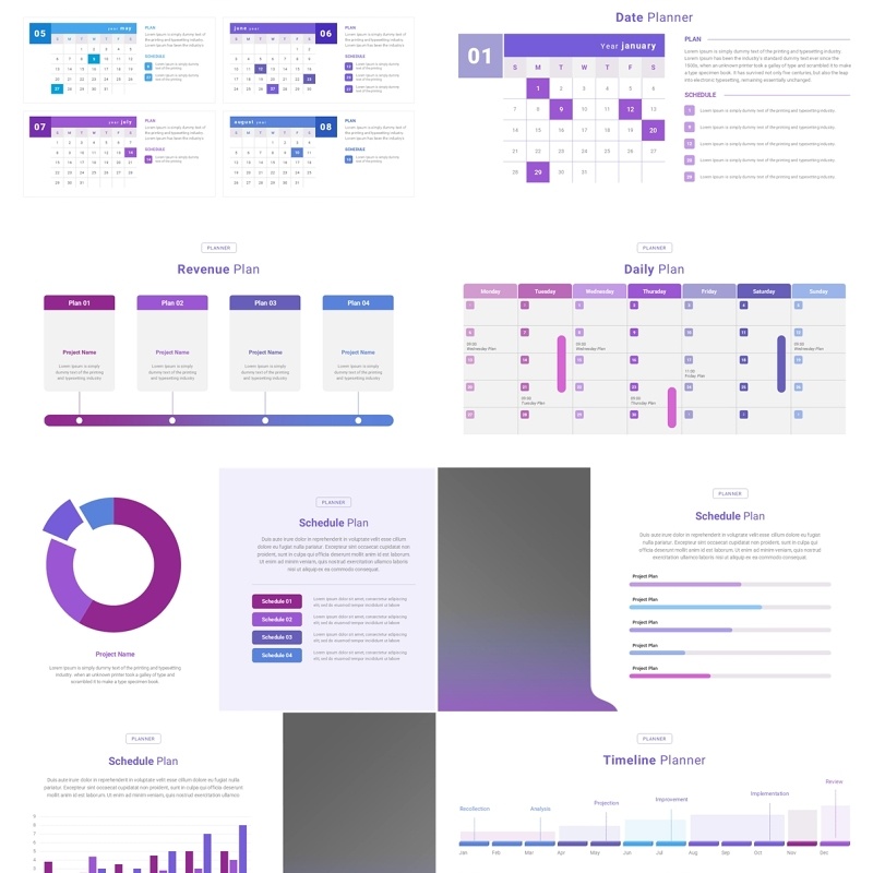 公司项目进度计划信息图PPT模板Corporate Schedule Planner