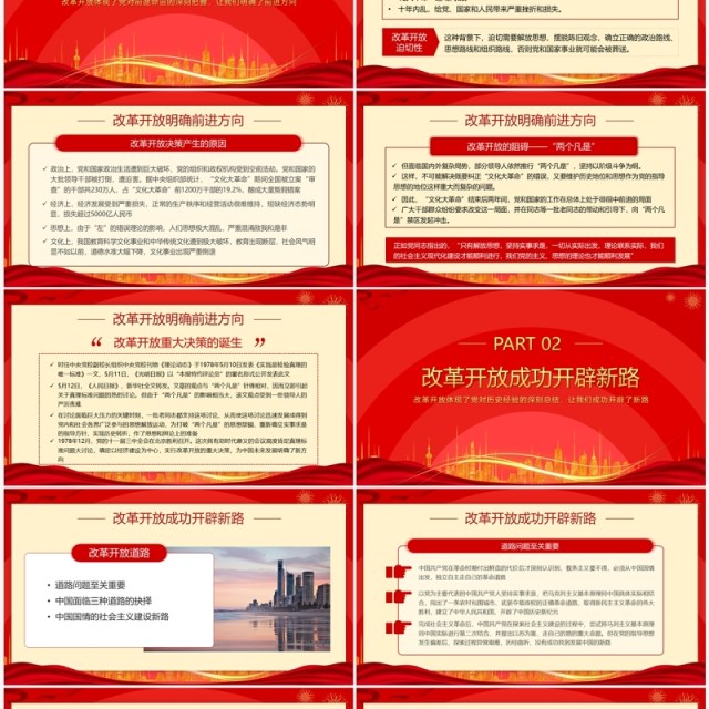 红色改革开放是党的一次觉醒专题学习党课PPT模板 红色改革开放是党的一次觉醒专题学习党课PPT模板