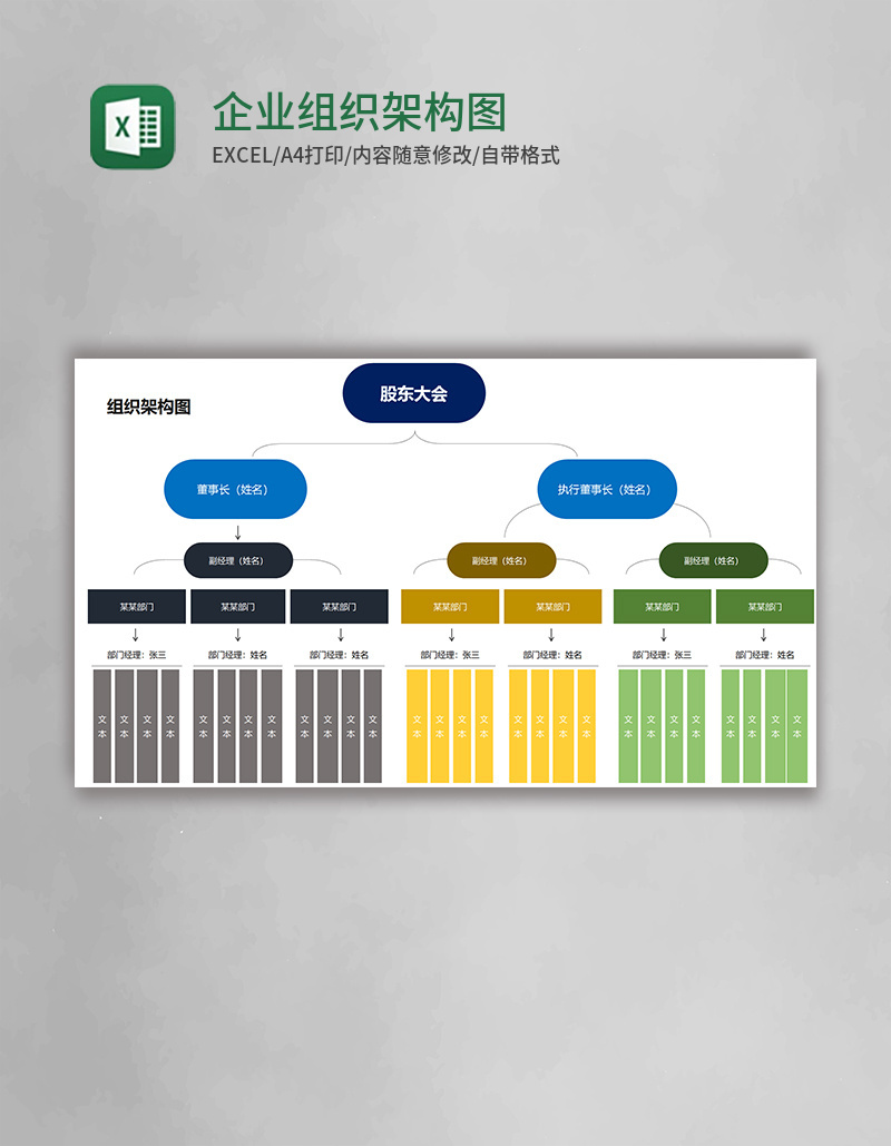 企业组织架构图Excel模板