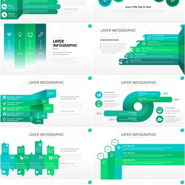 绿色图层结构信息图PPT模板素材Wide Tosca Light Layer Infographic