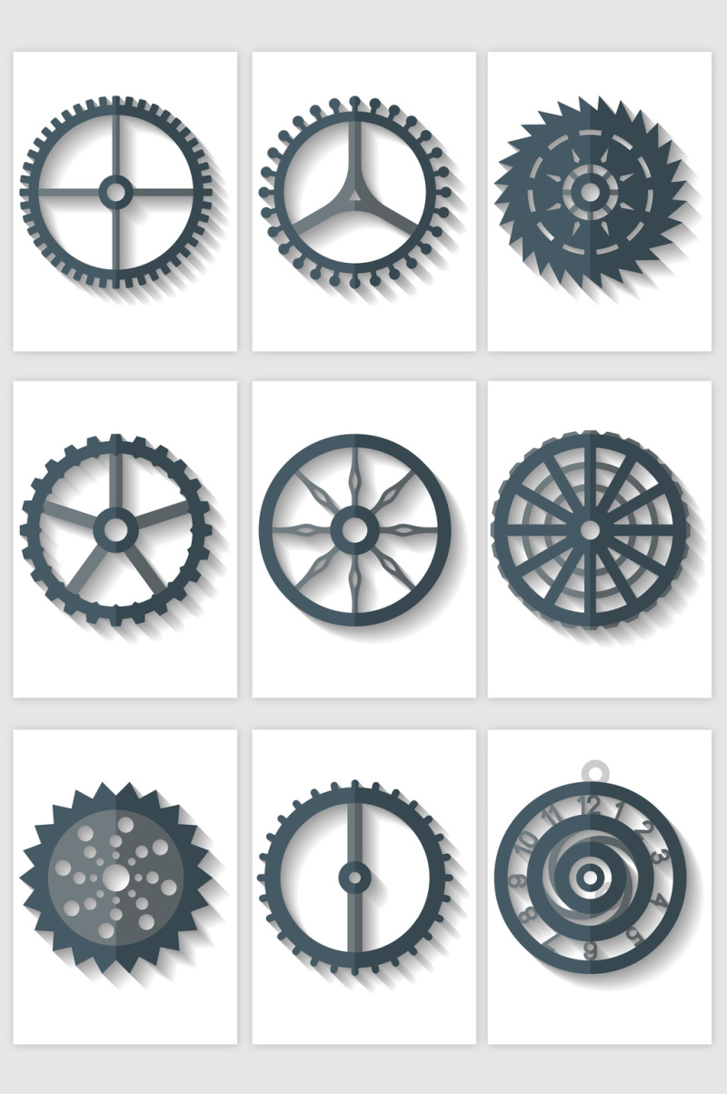 机械齿轮剪影矢量素材