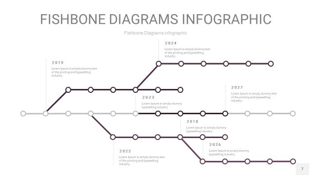 深紫色鱼骨PPT信息图表7