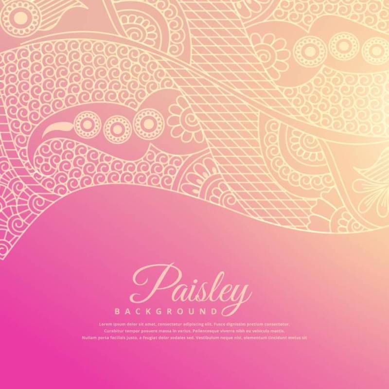 粉红色背景与指甲花佩斯利背景