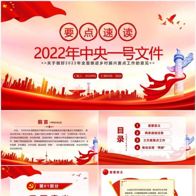 要点速读2022年中央一号文件PPT模板 要点速读2022年中央一号文件PPT模板