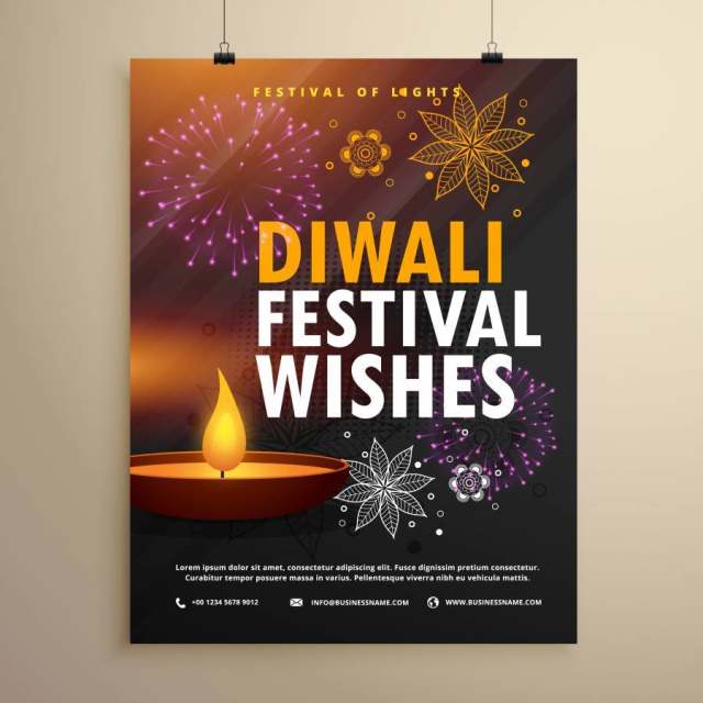 印度的diwali节日问候传单模板设计