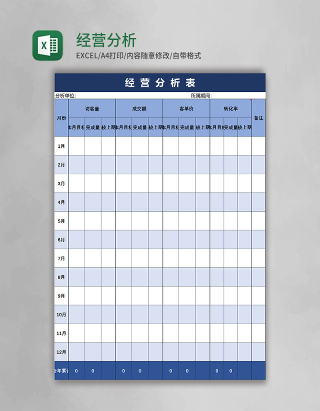 简约实用经营分析表excel模板